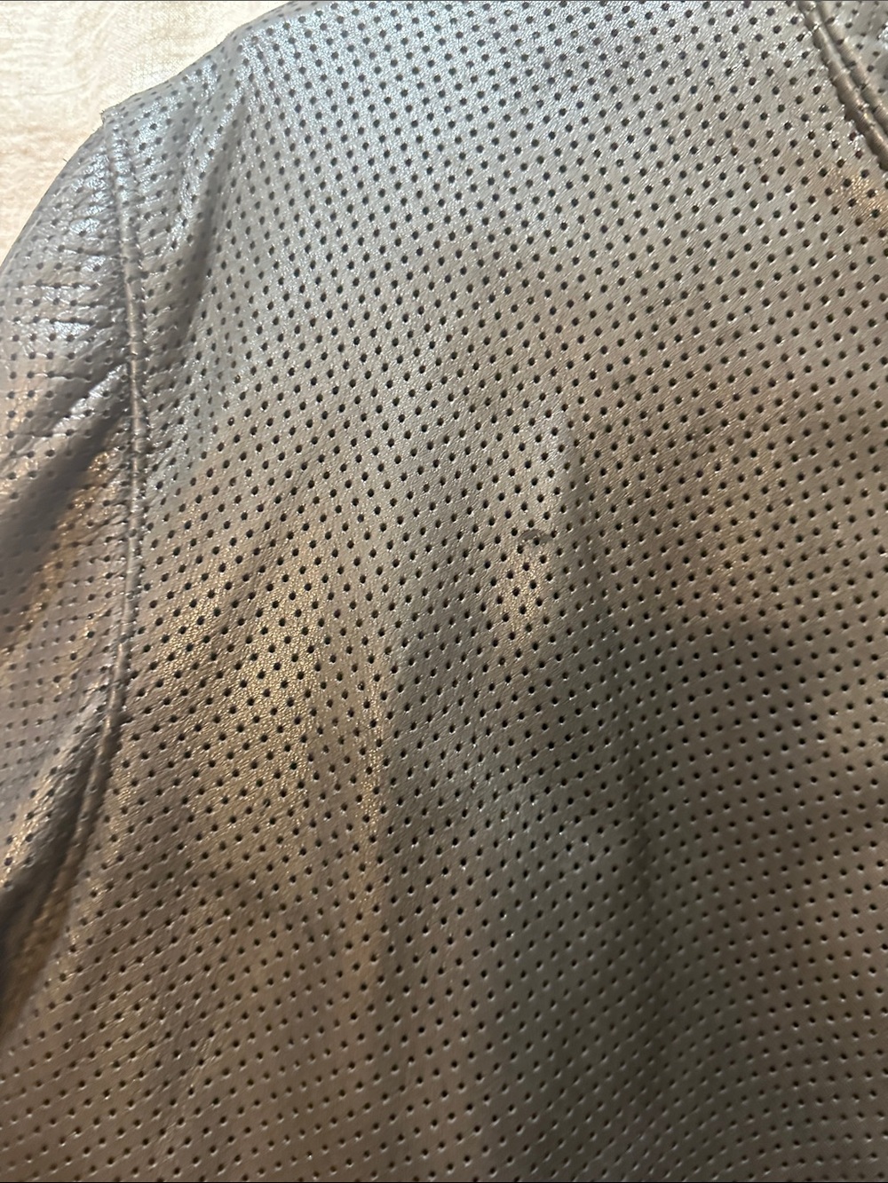 Vintage 1990’s Kerr Leather Men's Black Perforated Leather Performance Jacket - Picture 7 of 12